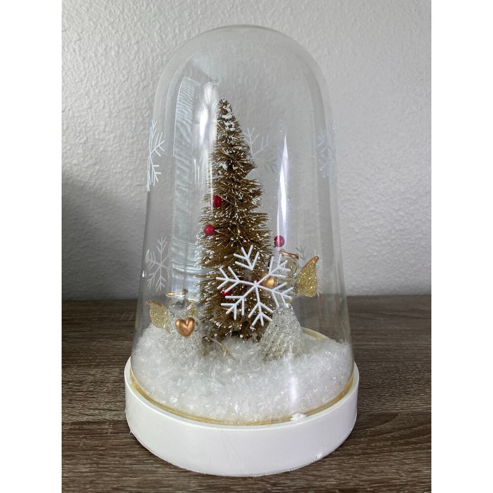 Home LED‎ Glass Dome Christmas Tree Centerpiece Decoration 10" Electronic